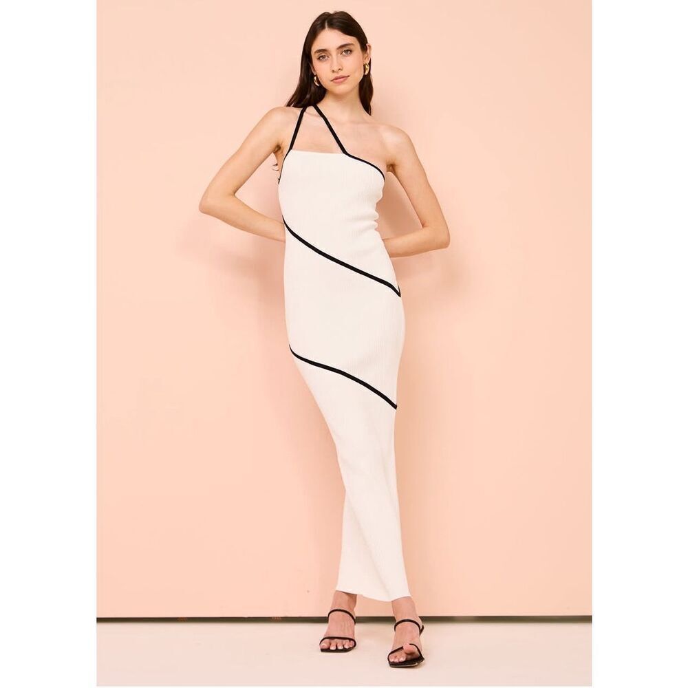 Significant Other Maple Ribbed Knit Maxi Dress In Ivory Contras Size 4 NWT - Picture 2 of 6